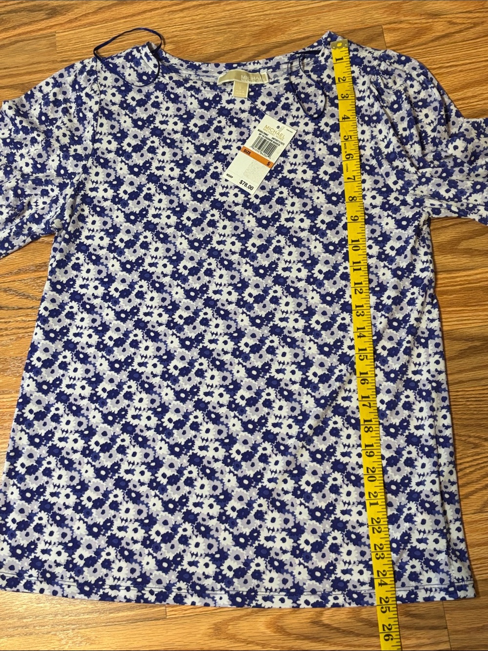 Purple Michael Kors Flower Top, bell sleeves - Picture 8 of 9